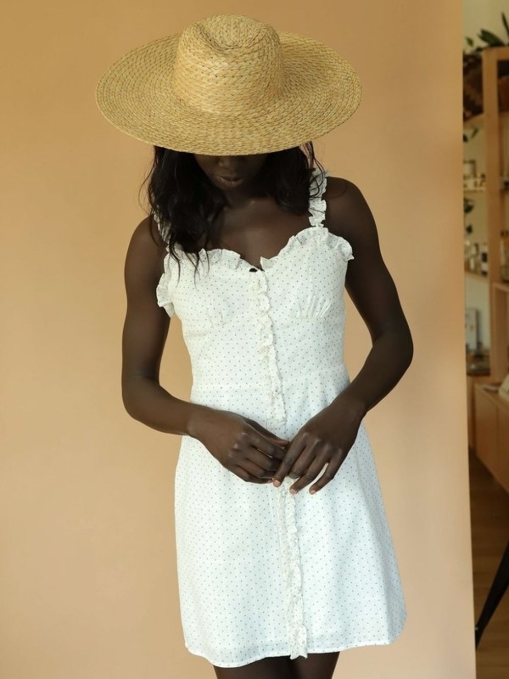 Line And Dot Lille White Polka Dot Ruffle Strap Sundress Medium - Picture 4 of 12
